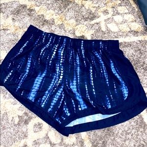 Blue tie dye shorts athletic stretchy